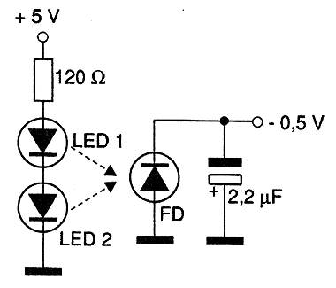 Figura 2 - Circuito com LEDs e Foto-diodos
Figura 2 - Circuito com LEDs e Foto-diodos