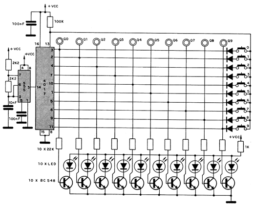 Figura 1 - Diagrama da Chave Digital com o 4017
Figura 1 - Diagrama da Chave Digital com o 4017