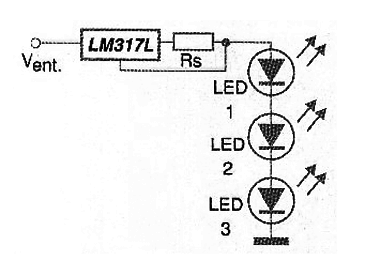Figura 13 – Alimentando um conjunto de LEDs com o Lm<sup>3</sup>17
Figura 13 – Alimentando um conjunto de LEDs com o Lm<sup>3</sup>17