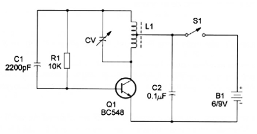 Figura 2 – Circuito com oscilador único usando transistor bipolar
Figura 2 – Circuito com oscilador único usando transistor bipolar