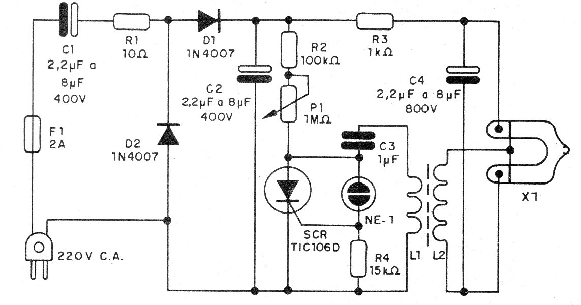 Figura 2 – Circuito completo do aparelho para220 V
Figura 2 – Circuito completo do aparelho para220 V