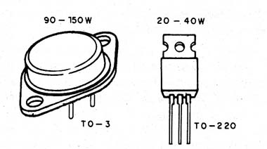 Fig. 4 - Invólucros de transistores de potência.
Fig. 4 - Invólucros de transistores de potência.