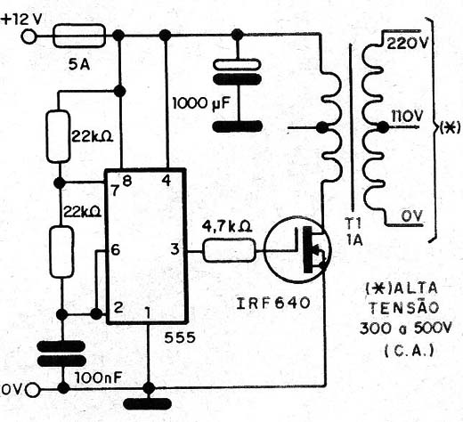 Figura 1 – Inversor para produzir alta tensão
Figura 1 – Inversor para produzir alta tensão