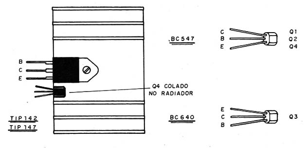 Figura 6 – Montagem dos transistores no dissipador
Figura 6 – Montagem dos transistores no dissipador