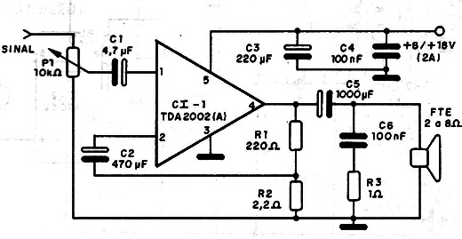 Figura 8 – Versão com o TDA2002
Figura 8 – Versão com o TDA2002