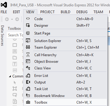 Figura 6 – Menu para selecionar visualização das Toolboxes
Figura 6 – Menu para selecionar visualização das Toolboxes