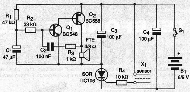 Circuito completo do alarme de vazamentos
