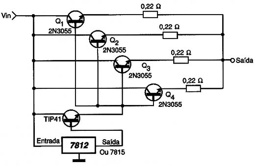 Ligando diversos 2N3055 em paralelo.
