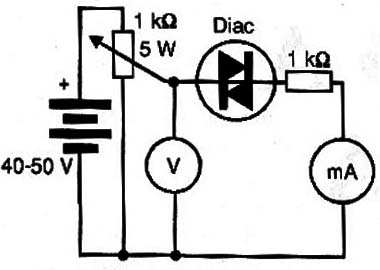 Circuito para teste de DIAC
Circuito para teste de DIAC