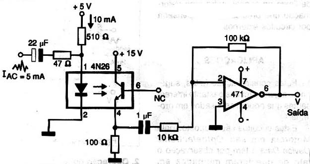 Acoplador para sinais AC.
Acoplador para sinais AC.