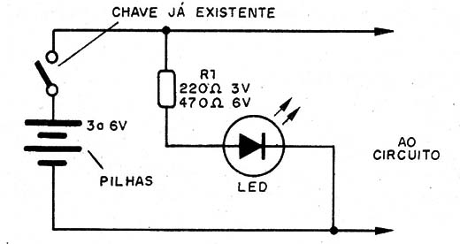 Figura 3 – Lanterna de LEDs ou indicador – Projeto 1
Figura 3 – Lanterna de LEDs ou indicador – Projeto 1