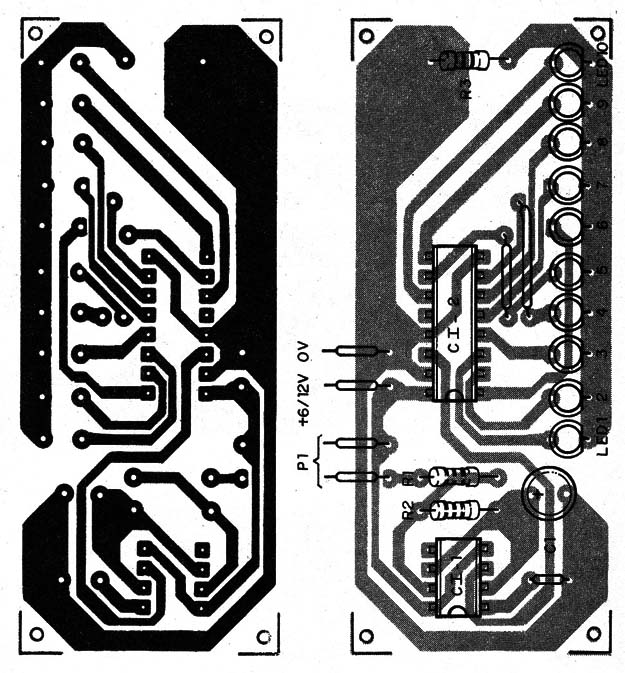 Figura 16 – Placa de circuito impresso para os LEDs seqüenciais
Figura 16 – Placa de circuito impresso para os LEDs seqüenciais