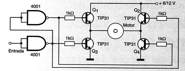 Um controle de direção para motor DC usando uma ponte H
Um controle de direção para motor DC usando uma ponte H