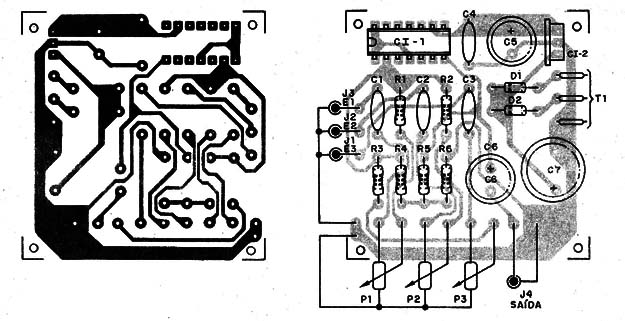 Figura 3 – Placa de circuito impresso para a montagem
Figura 3 – Placa de circuito impresso para a montagem