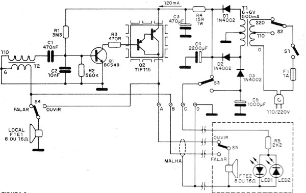    Figura 2 – Diagrama completo do intercomunicador
