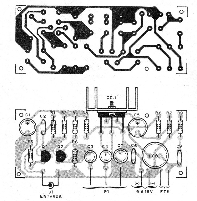 Figura 3 – Placa de circuito impresso para a montagem
Figura 3 – Placa de circuito impresso para a montagem