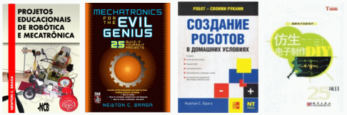 Livros em português, em inglês, russo e chinês para estudantes do nível fundamental e médio de Newton C. Braga
