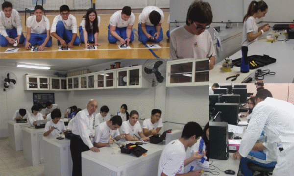 Corrida de carrinhos mecatrônicos, montando robôs-escova , aprendendo eletrônica com o Multisim e no laboratório fazendo montagens.
Corrida de carrinhos mecatrônicos, montando robôs-escova , aprendendo eletrônica com o Multisim e no laboratório fazendo montagens.