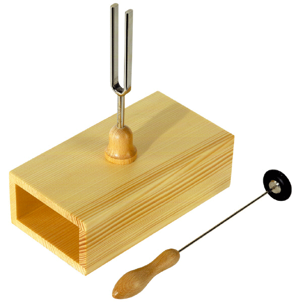 Figura 12 – Diapasão em caixa de madeira, como os usados nos laboratórios de física – O autor utilizou um na sua demonstração no programa Fantástico
