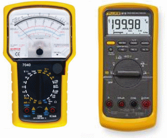 Figura A – Multímetros – analógico e digital</div>
