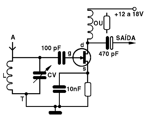 Um amplificador de RF com entrada sintonizada com JFET
