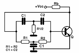 Oscilador de duplo T com transistor bipolar
