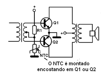 Etapa de saída estabilizada termicamente com um NTC      
