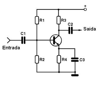Um amplificador de RF aperiódico com um transistor
