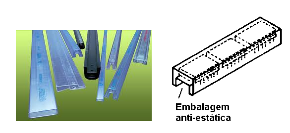 Embalagens antiestáticas para circuitos integrados
