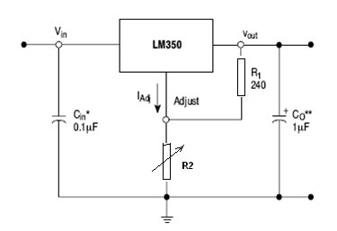 Circuito de aplicação do LM350