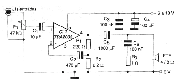 Figura 445 – Circuito de aplicação do TDA2002