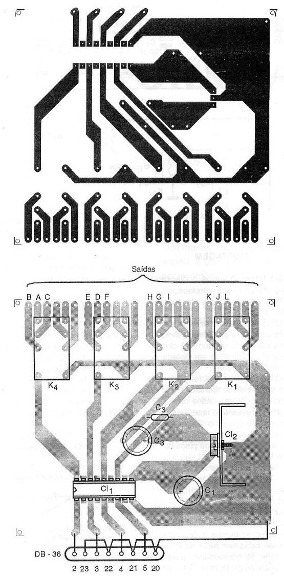 Placa de circuito impresso da interface.
Placa de circuito impresso da interface.