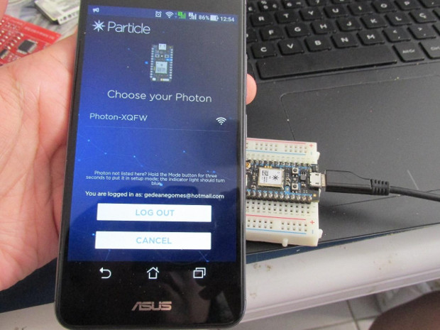 Figura 5 – Escolhendo a Photon no app (Fonte: Gedeane Kenshima)
Figura 5 – Escolhendo a Photon no app (Fonte: Gedeane Kenshima)