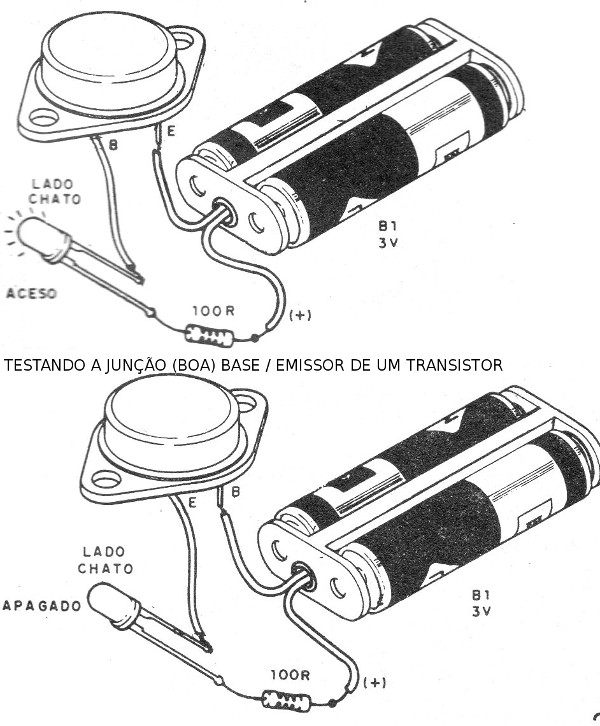 Figura 2 – Encontrando uma junção boa de um transistor queimado
Figura 2 – Encontrando uma junção boa de um transistor queimado