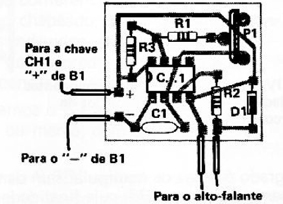 Fig. 5 — Layout dos componentes na plaqueta construída artesanalmente.
