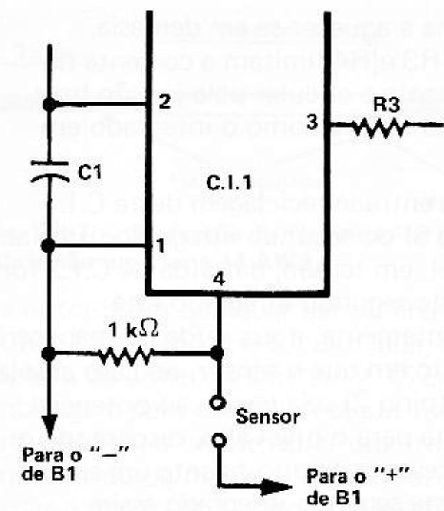 Fig. 2 — Suprimindo-se o C.I.2 do circuito da figura anterior, é necessário acrescentar uma resistência de 1 IcS2 entre a linha Fig. 2 — Suprimindo-se o C.I.2 do circuito da figura anterior, é necessário acrescentar uma resistência de 1 IcS2 entre a linha