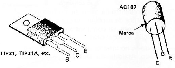 Fig. 13 — Identificação dos lides dos transistores utilizados na montagem e solicitados na lista de material.
Fig. 13 — Identificação dos lides dos transistores utilizados na montagem e solicitados na lista de material.