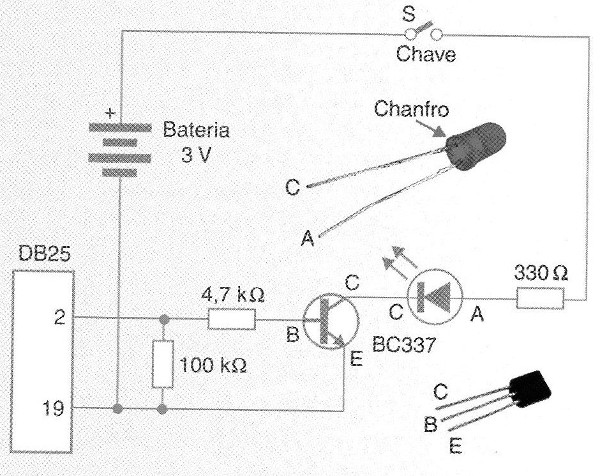 Circuito elétrico da montagem.
Circuito elétrico da montagem.