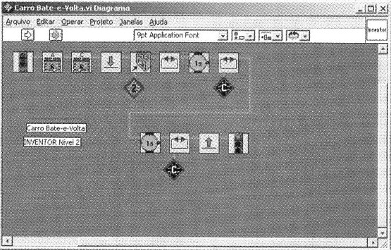 Ambiente de programação do ROBOLAB.
