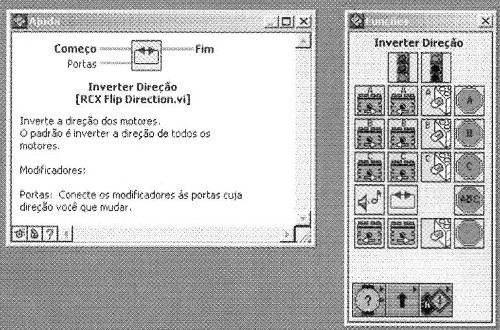 Paleta de funções junto com a janela de ajuda explicando a função reverter.
