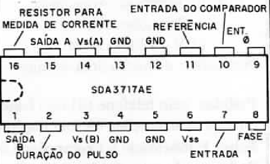 Pinagem do SDA3717AE.
Pinagem do SDA3717AE.