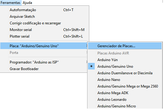 Figura 3 - Menu Ferramentas > Placa > Gerenciador de Placas
Figura 3 - Menu Ferramentas > Placa > Gerenciador de Placas
