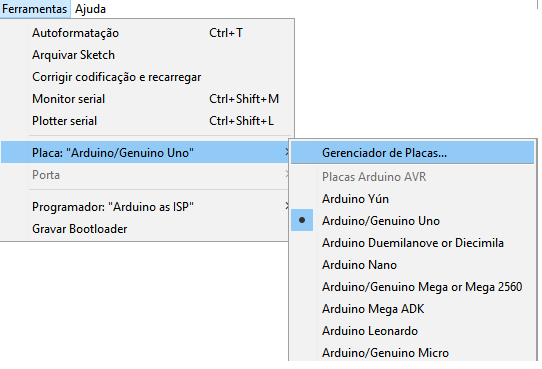 Figura 3 - Menu Ferramentas > Placa > Gerenciador de Placas
