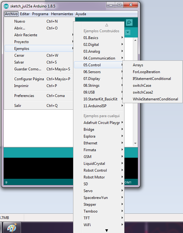 Figura 10 – Menu de código exemplo para controle ou saltos condicionais
Figura 10 – Menu de código exemplo para controle ou saltos condicionais