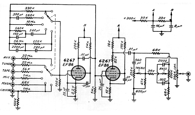 Figura 1 – Diagrama completo do pré-amplificador + equalizador valvulado.
