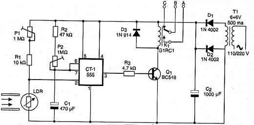 Diagrama do circuito. Campainha acionada do carro