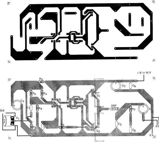 Placa de circuito impresso para o amplificador chaveado