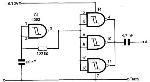 Uso de três portas com buffers (a ligação à terra é importante nesta versão.