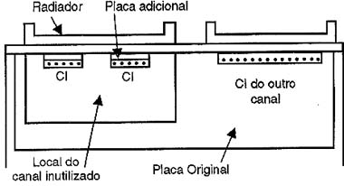 Adaptando a placa amplificadora no interior de um auto-rádio ou toca-fitas (quando há espaço) Adaptando a placa amplificadora no interior de um auto-rádio ou toca-fitas (quando há espaço)