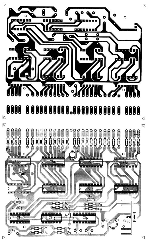 Placa de circuito impresso do relógio digital (controle)
